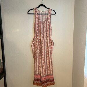 ShoSho 🩷 Sleeveless Red and White Patterned Jumpsuit